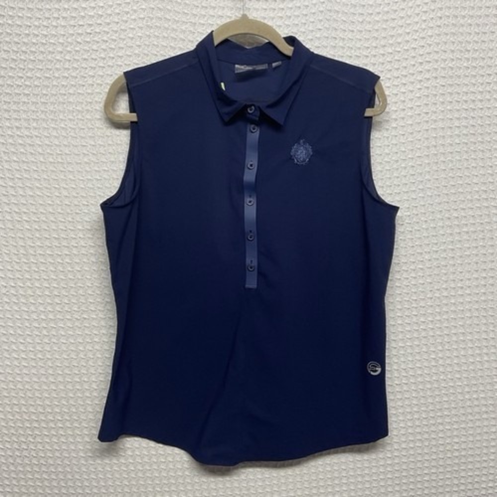 NWOT Foray Golf Core 2.0 Navy Logo Sleeveless Polo Shirt Women Large Sri Lanka